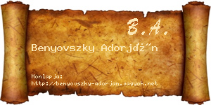 Benyovszky Adorján névjegykártya
